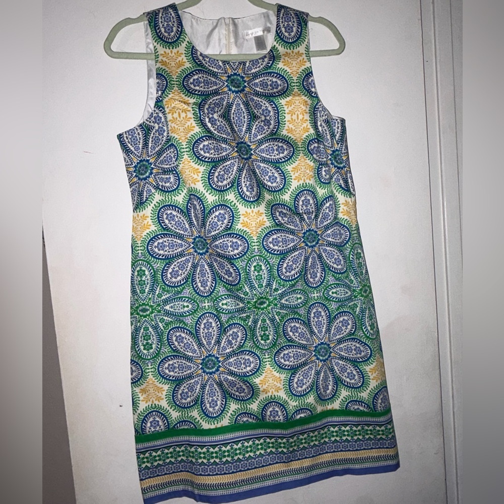 London Times Blue and Green Floral Dress